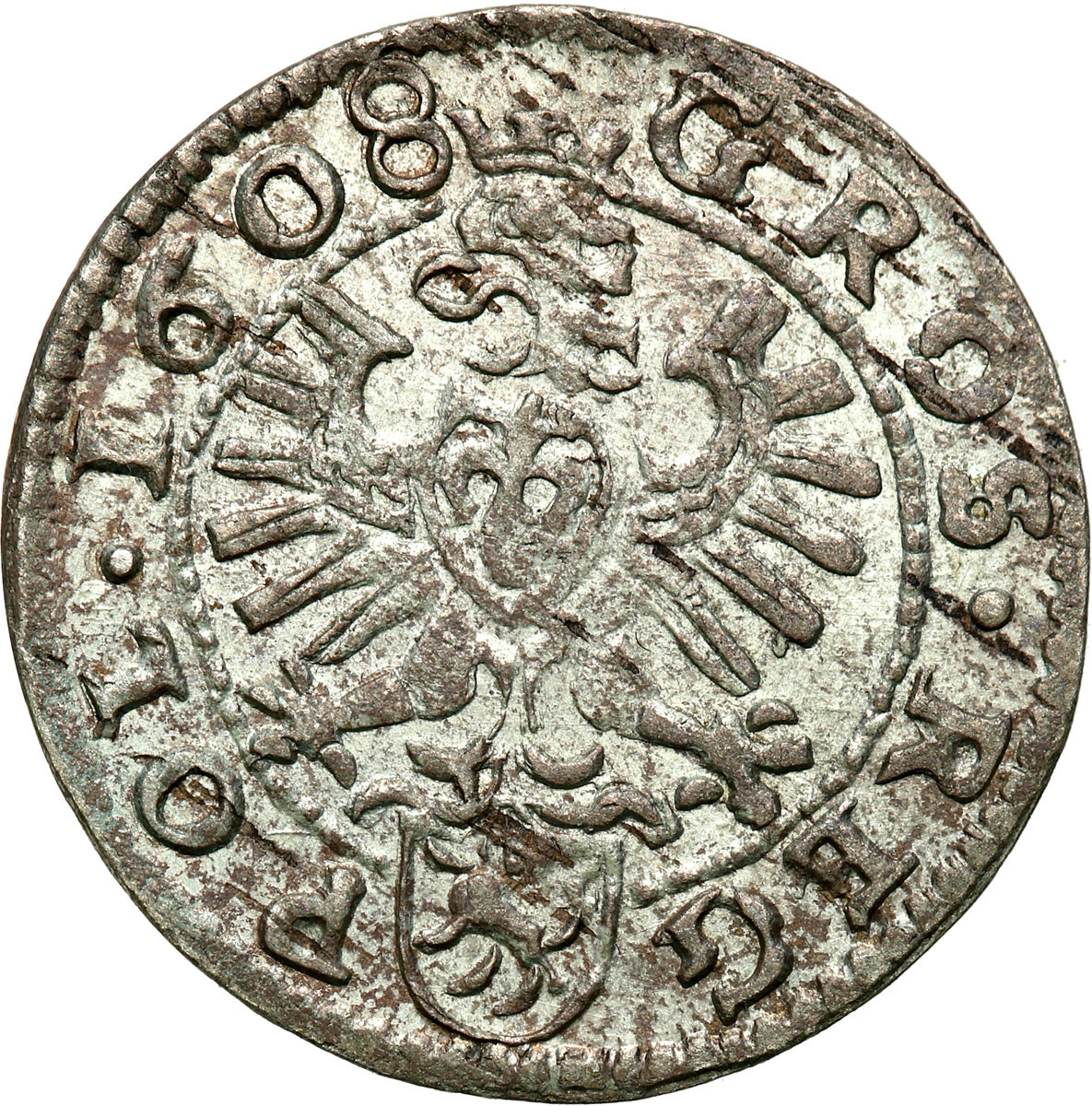 Zygmunt III Waza. Grosz 1609, Kraków - herb Lewart